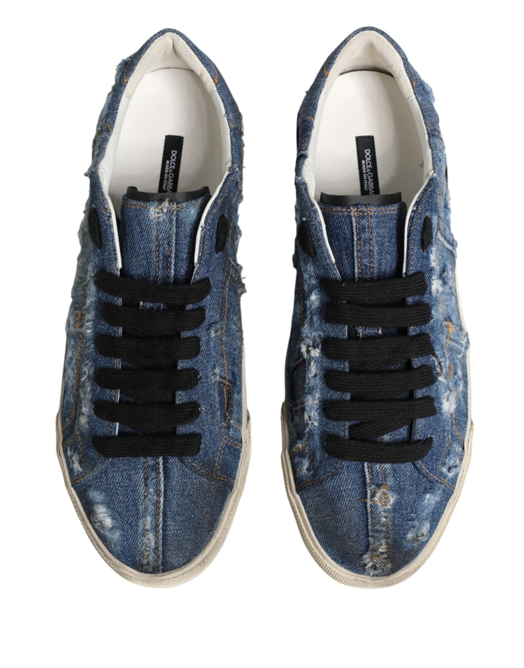 Chaussures Sneakers Basses en Jean Délavé Bleu Dolce & Gabbana