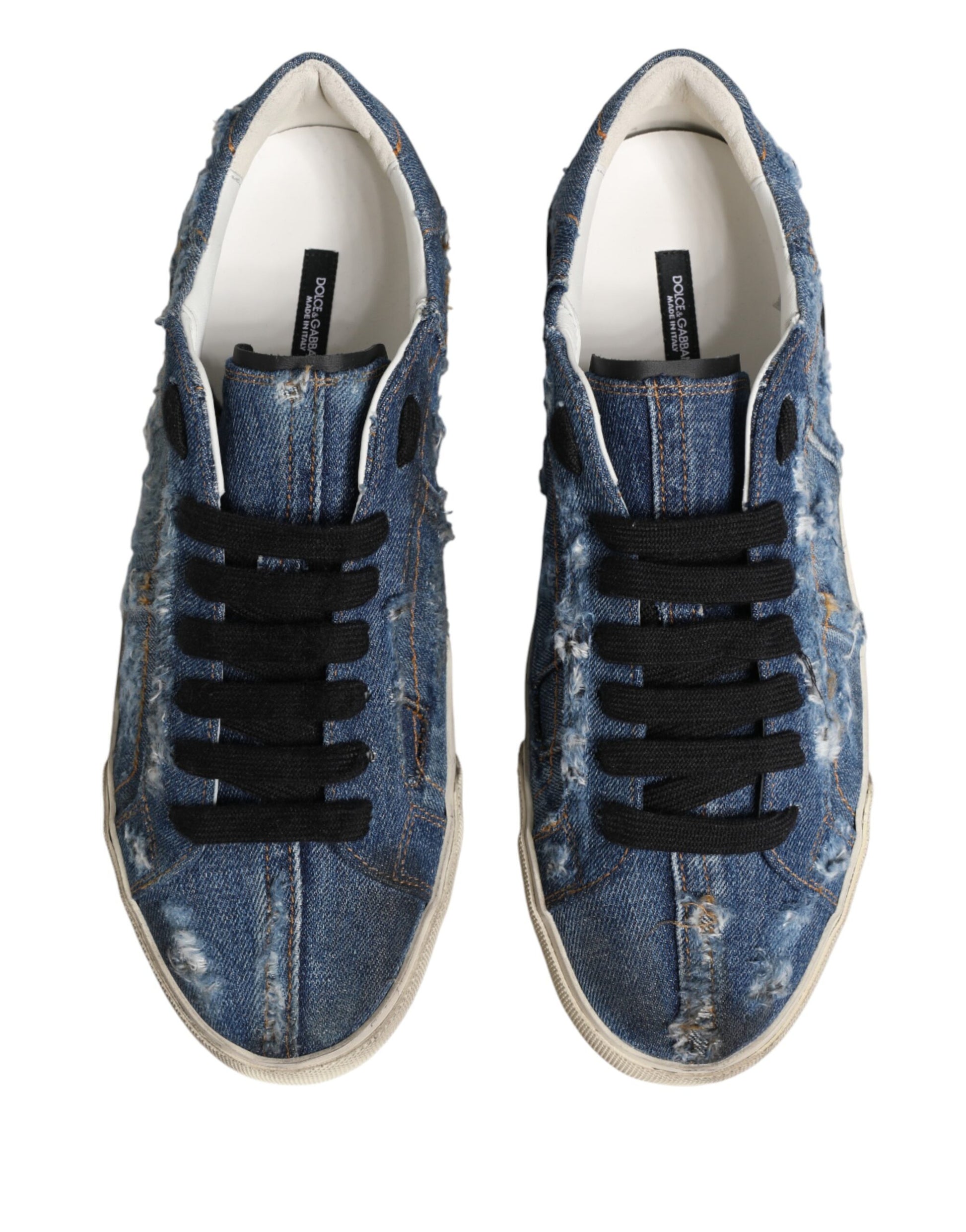 Chaussures Sneakers Basses en Jean Délavé Bleu Dolce & Gabbana