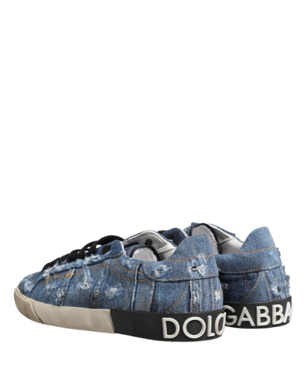 Chaussures Sneakers Basses en Jean Délavé Bleu Dolce & Gabbana