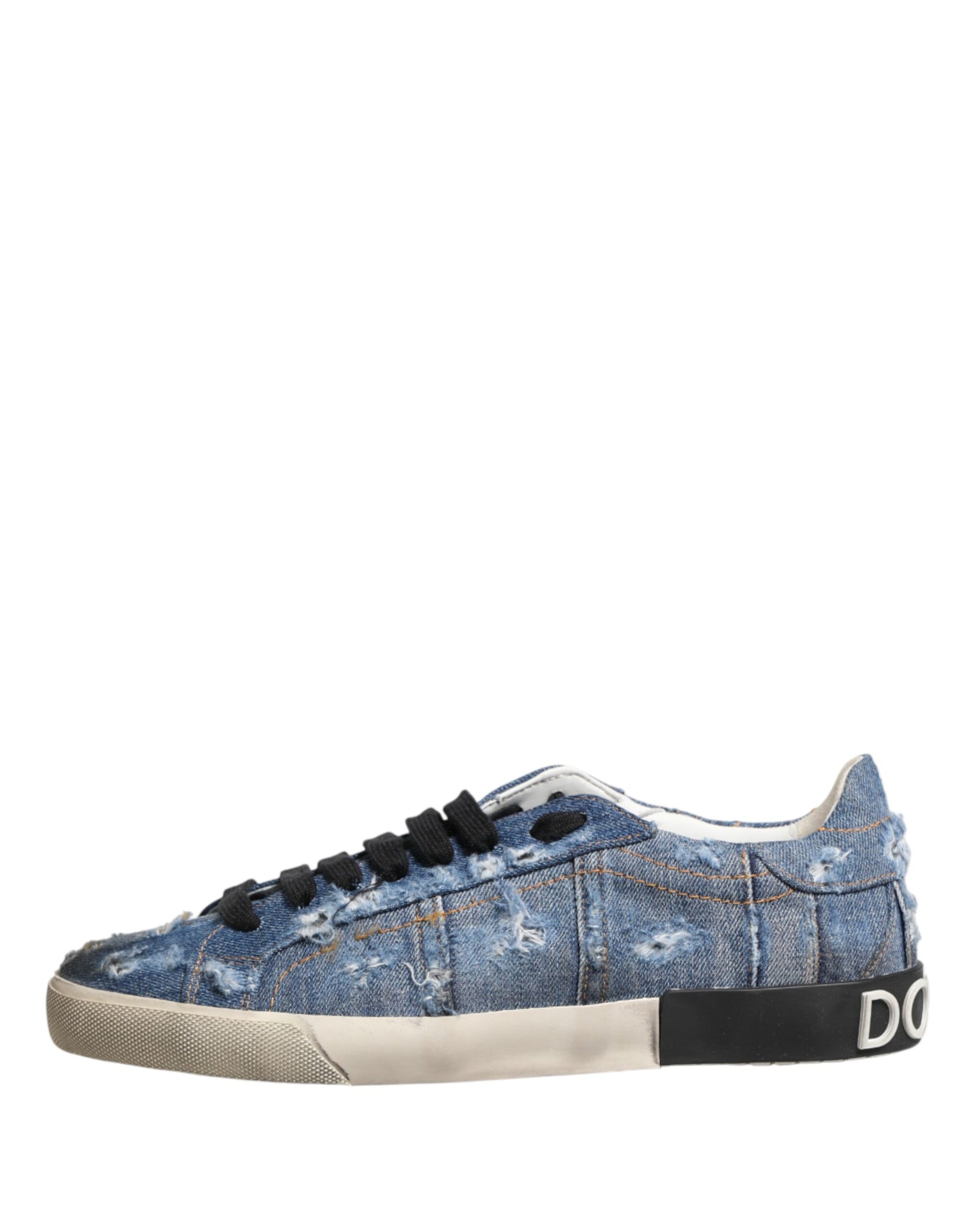 Chaussures Sneakers Basses en Jean Délavé Bleu Dolce & Gabbana