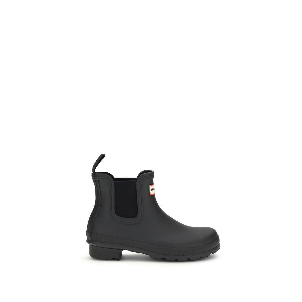 Hunter Black Rubber Ankle Boots