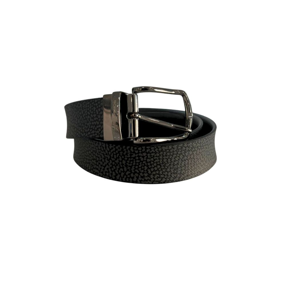 Borbonese Black Polyvinyl Men's Belt with Leather Trimming