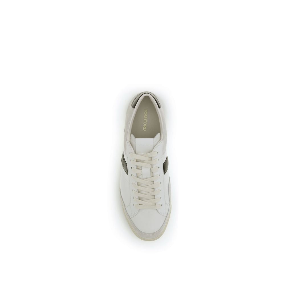 Tom Ford White Calf Leather Bos Taurus Sneakers