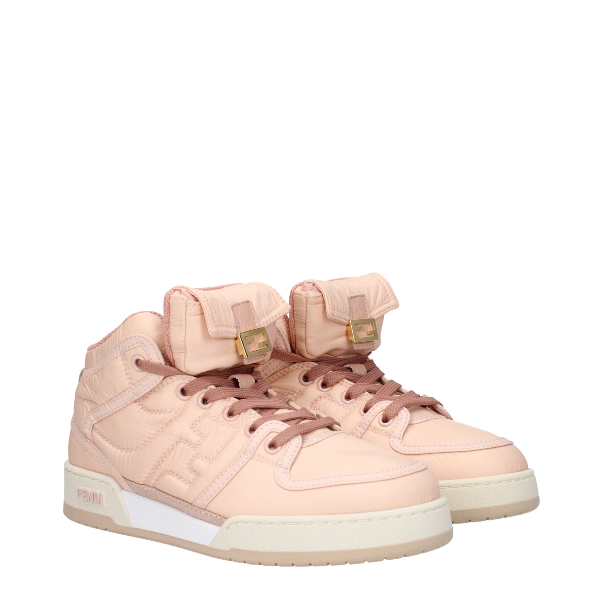 Fendi Pink Nylon High Top Sneakers
