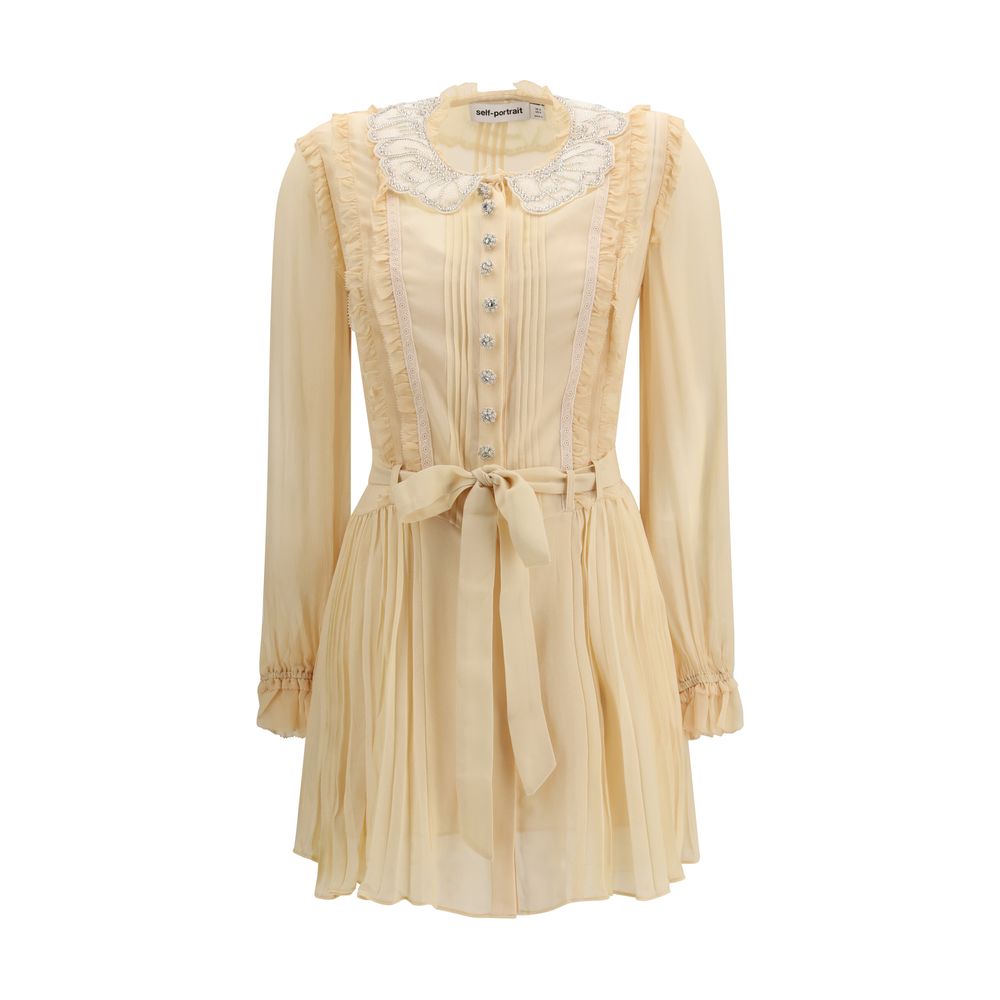 Robe décontractée Self-Portrait en viscose beige