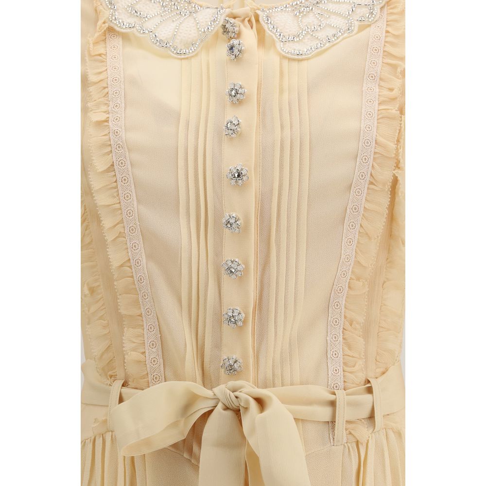 Robe décontractée Self-Portrait en viscose beige