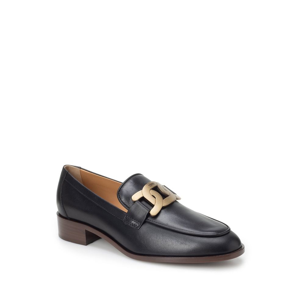 Tod's Black Calfskin Slip-On Loafers