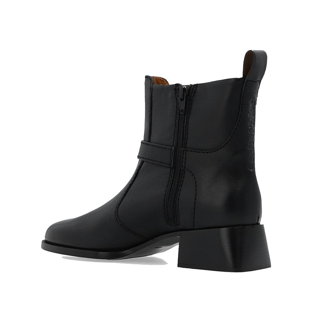 See By Chloé Black Calfskin Ankle Boots
