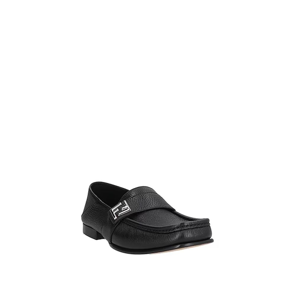 Fendi Black Calfskin Slip-On Loafers