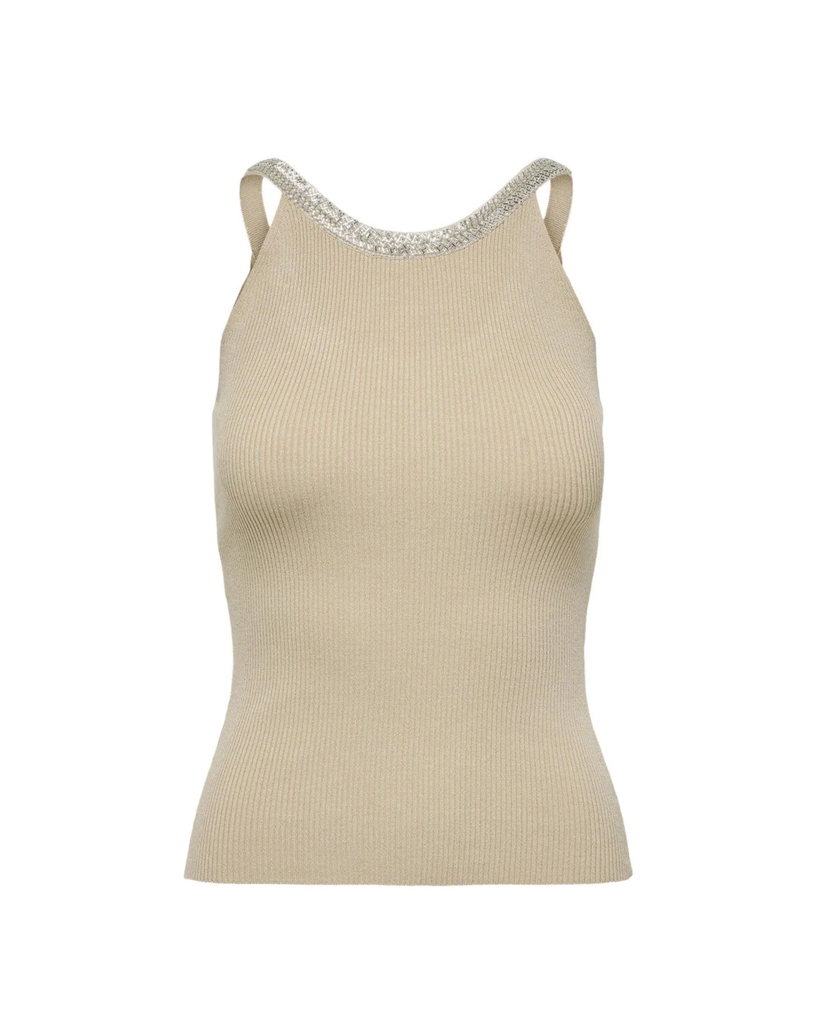 Only Beige Nylon  Elastane Tank Tops