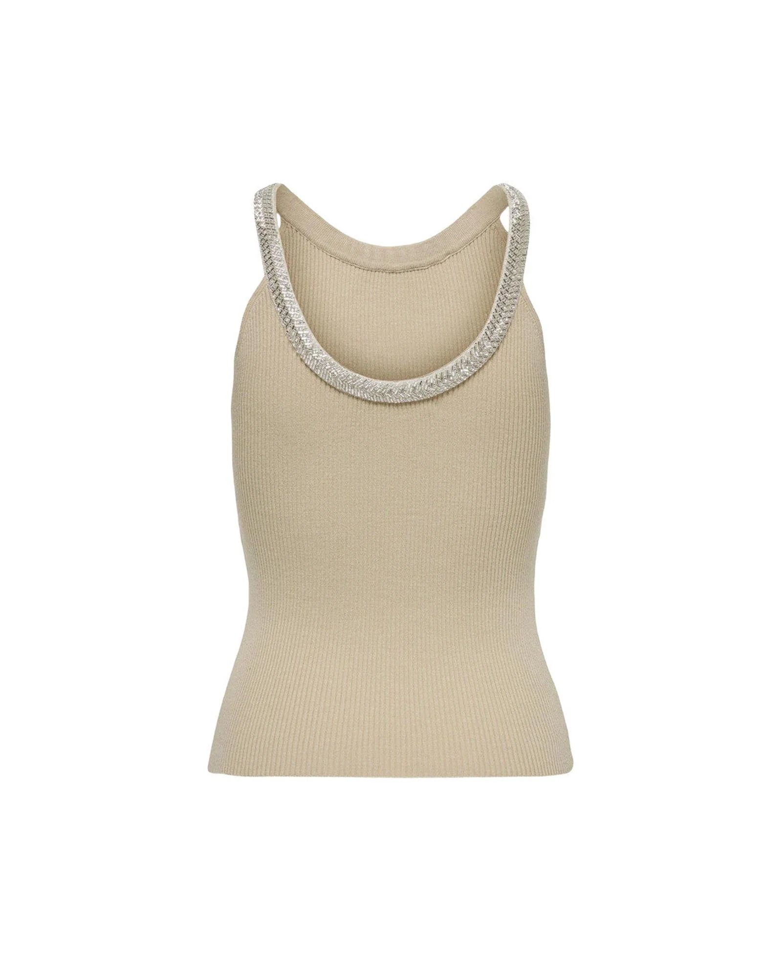 Only Beige Nylon  Elastane Tank Tops