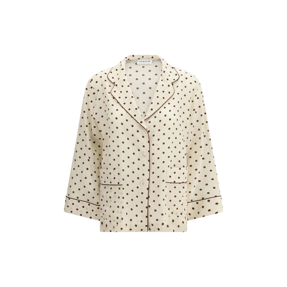 Chemise en soie à motifs beige P.A.R.O.S.H.