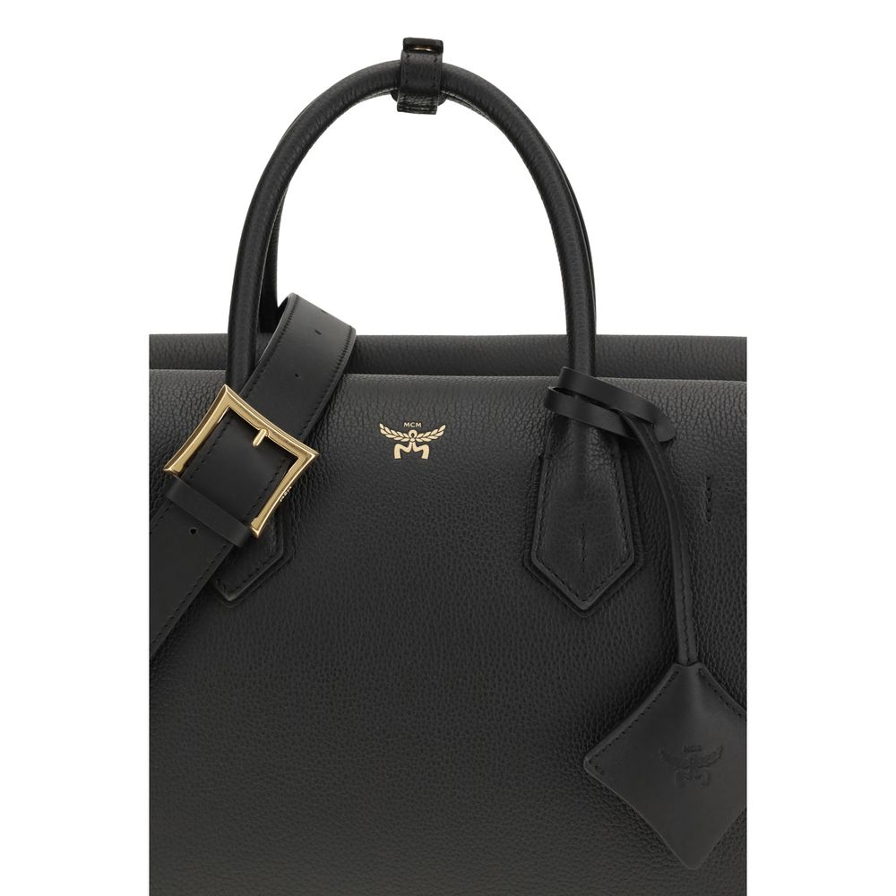 Sac à main MCM en cuir de veau noir Bos Taurus