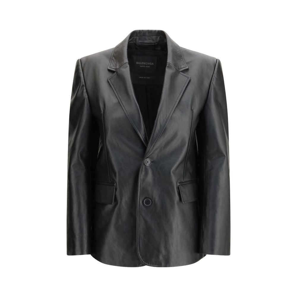 Balenciaga Black Leather Jackets for Women