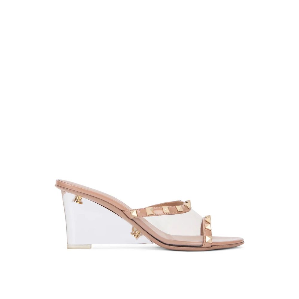 Mules en cuir beige Valentino Garavani