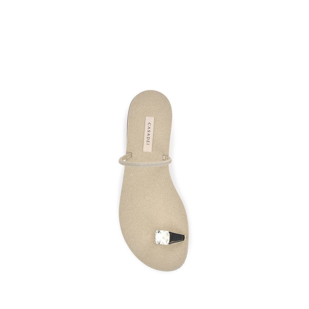 Sandales plates Casadei en cuir de veau doré Bos Taurus