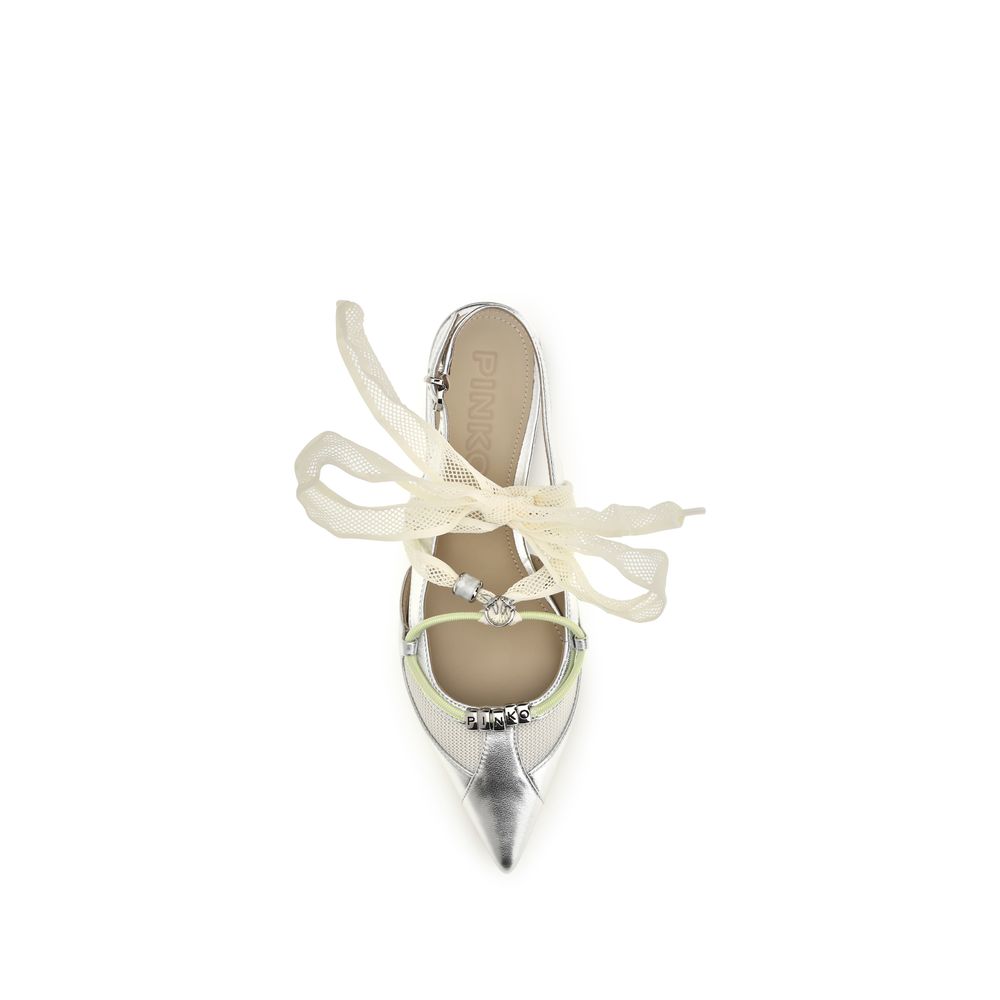 PINKO Silver Ballet Flats for Women side view
