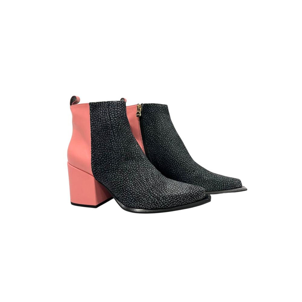 Borbonese Bottine rose en cuir véritable pour femme