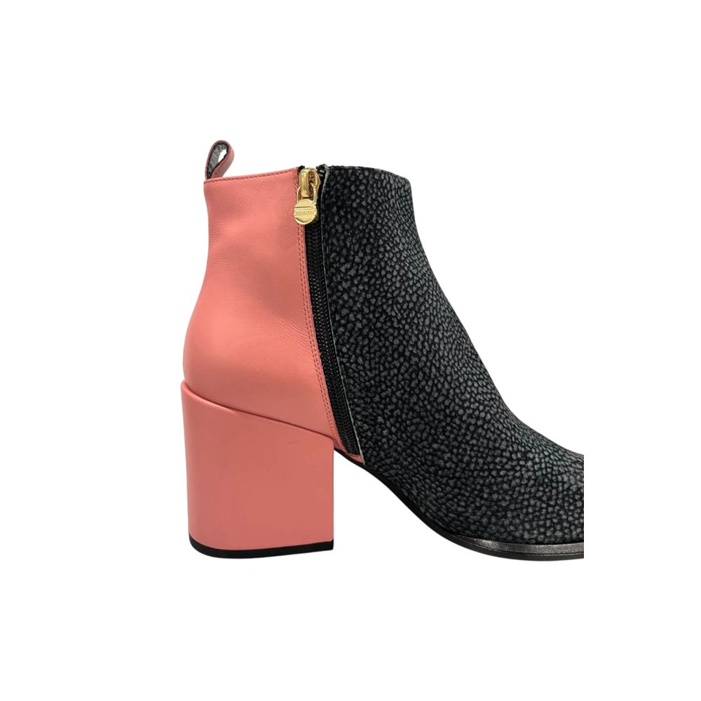 Borbonese Bottine rose en cuir véritable pour femme