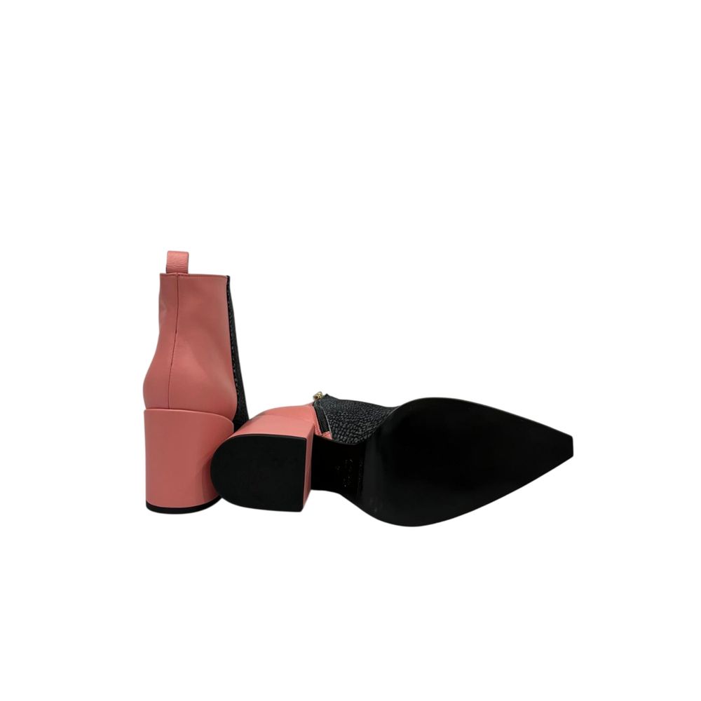 Borbonese Bottine rose en cuir véritable pour femme