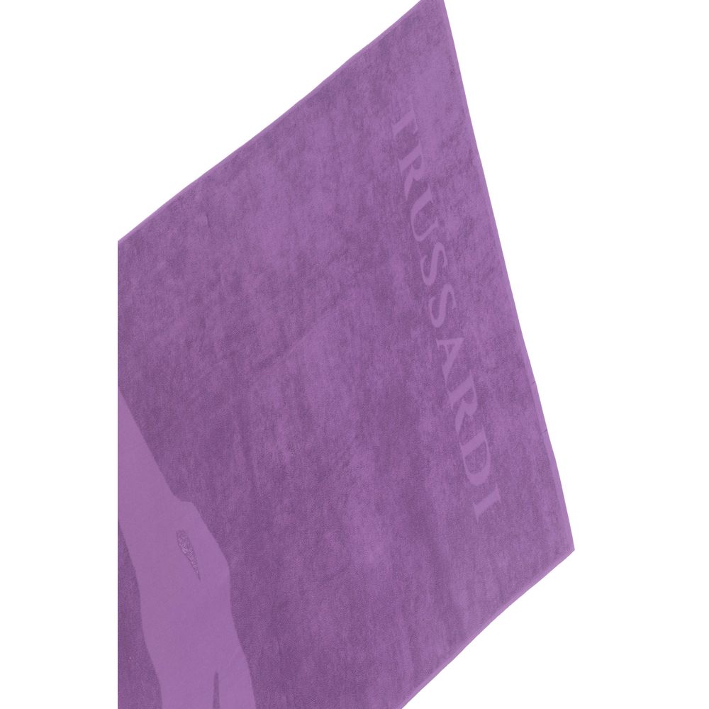 Serviette de bain homme en coton violet Trussardi Beachwear