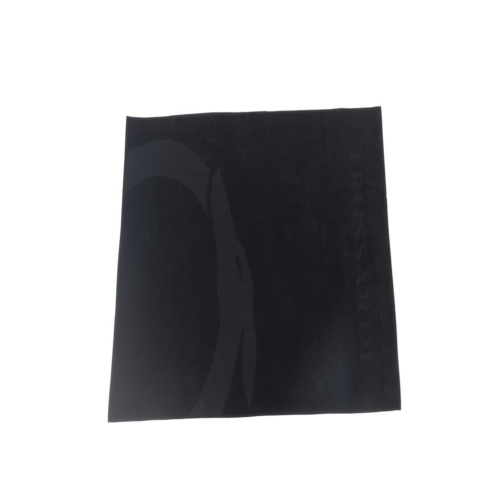 Serviette de plage homme en coton noir Trussardi Beachwear