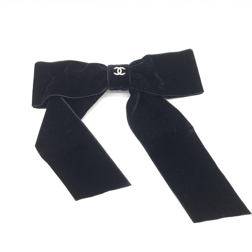 Chanel Black Velvet Bow Hair Accessory