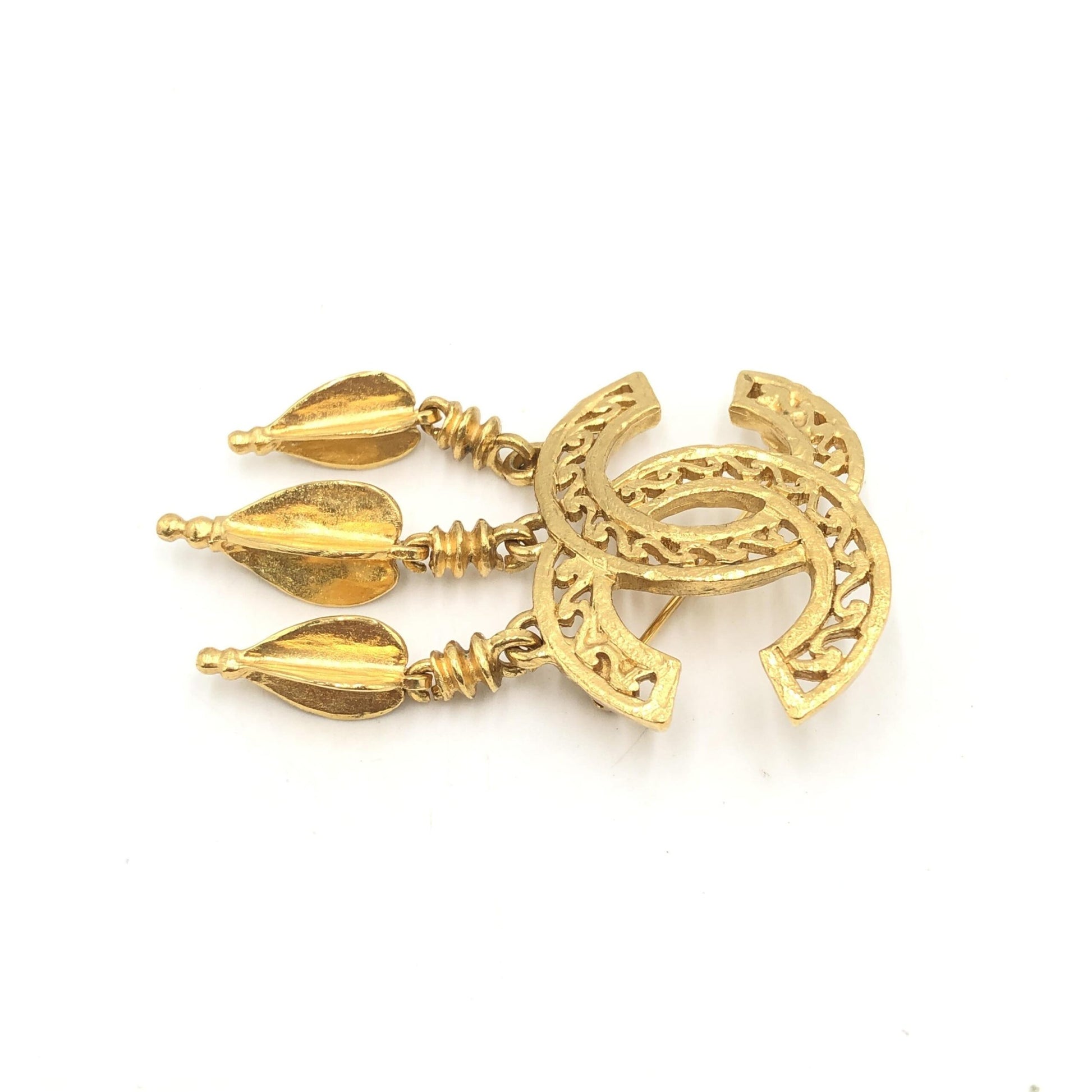 Chanel Gold Plated CC Logo Brooch