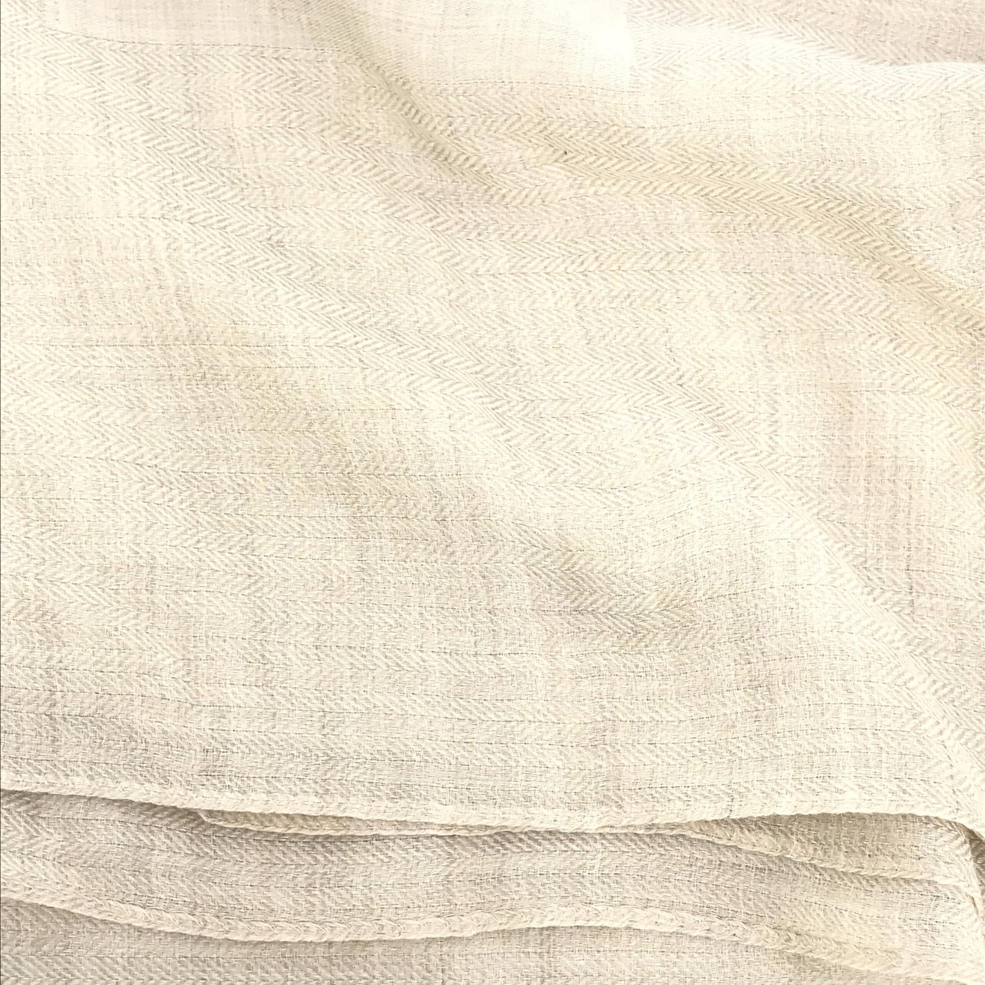 Hermès Light Beige Linen Scarf With Fringes