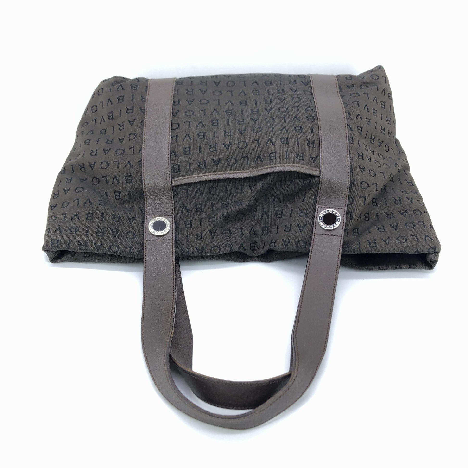 Bulgari Logo Canvas Tote Bag With Pockets