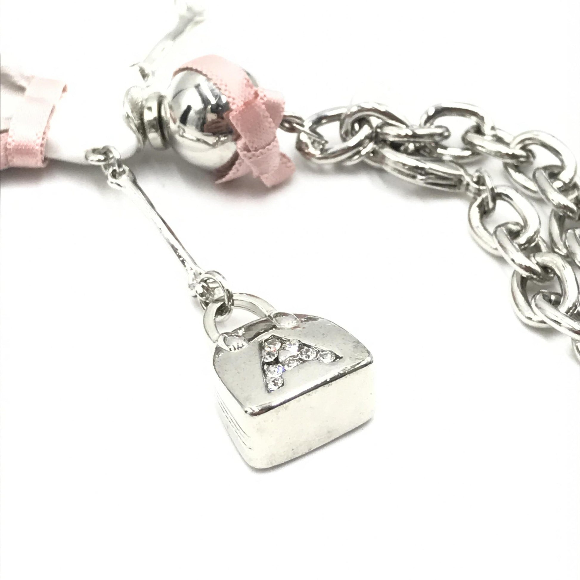 Anteprima Silver Chain With Pink Ribbon Detail