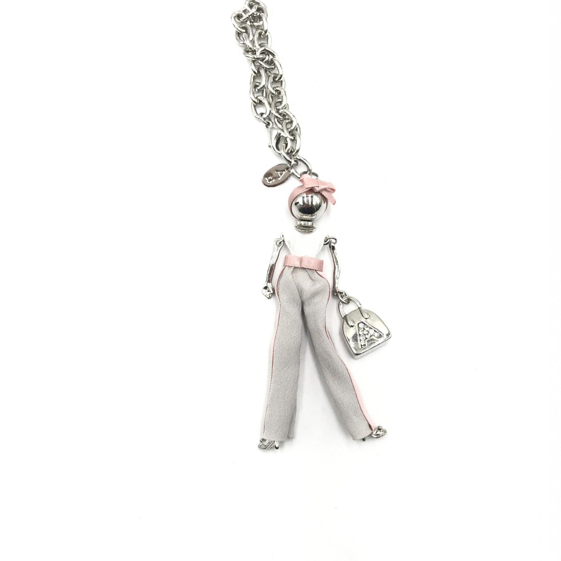 Anteprima Silver Chain With Pink Ribbon Detail