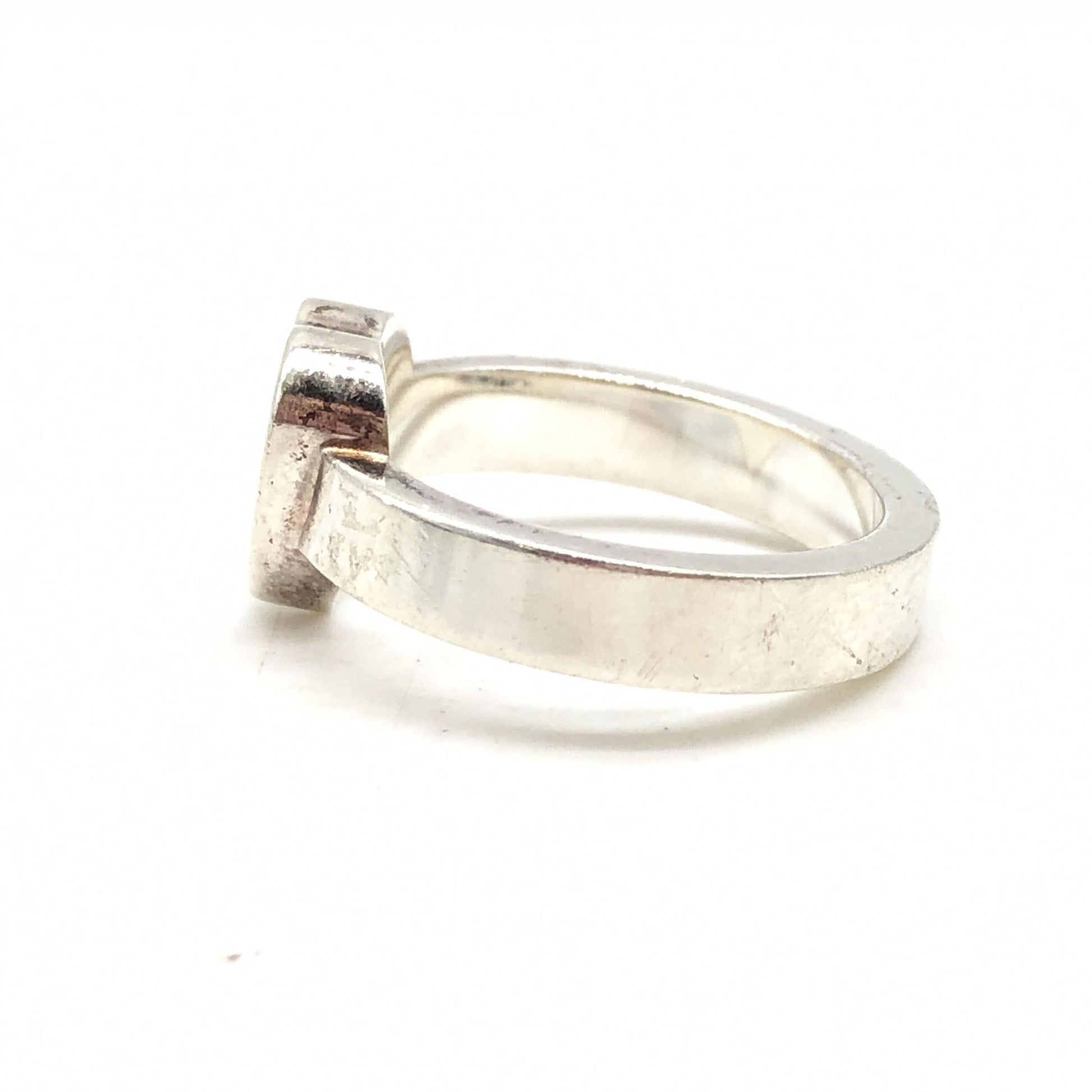 Gucci Sterling Silver Heart Trademark Ring, US Size 5.5