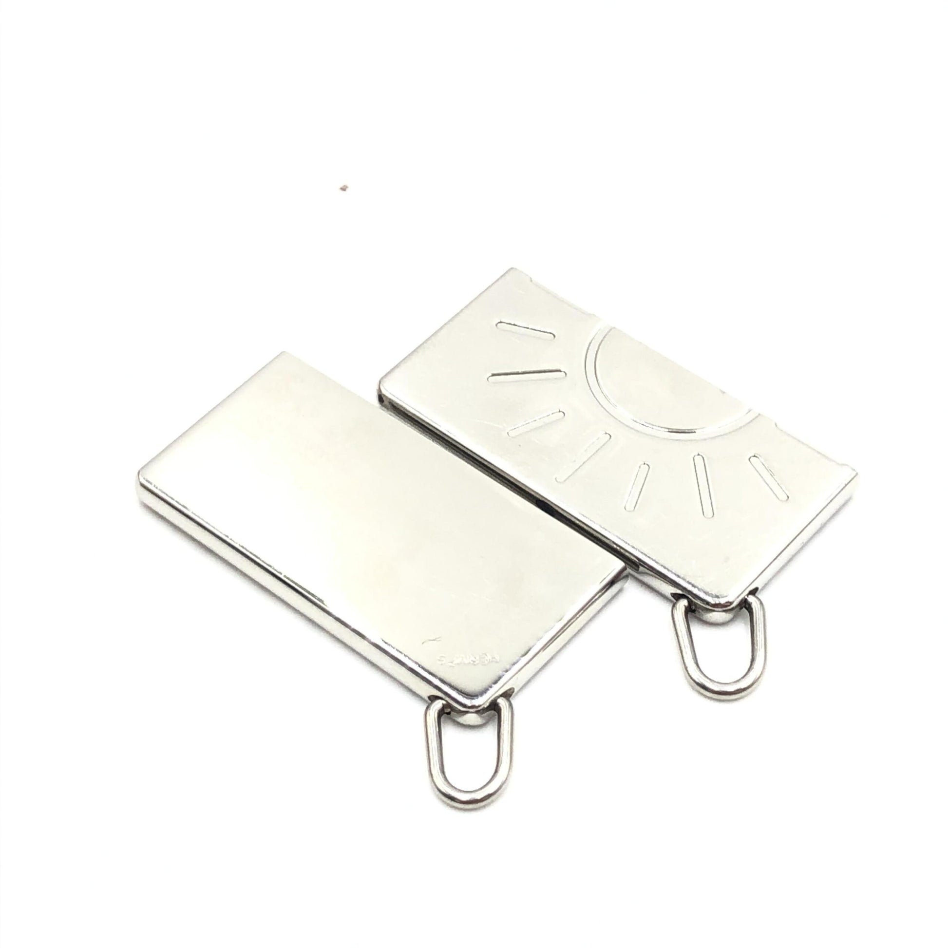 Hermès Silver Tone Half Sun Pendant Set