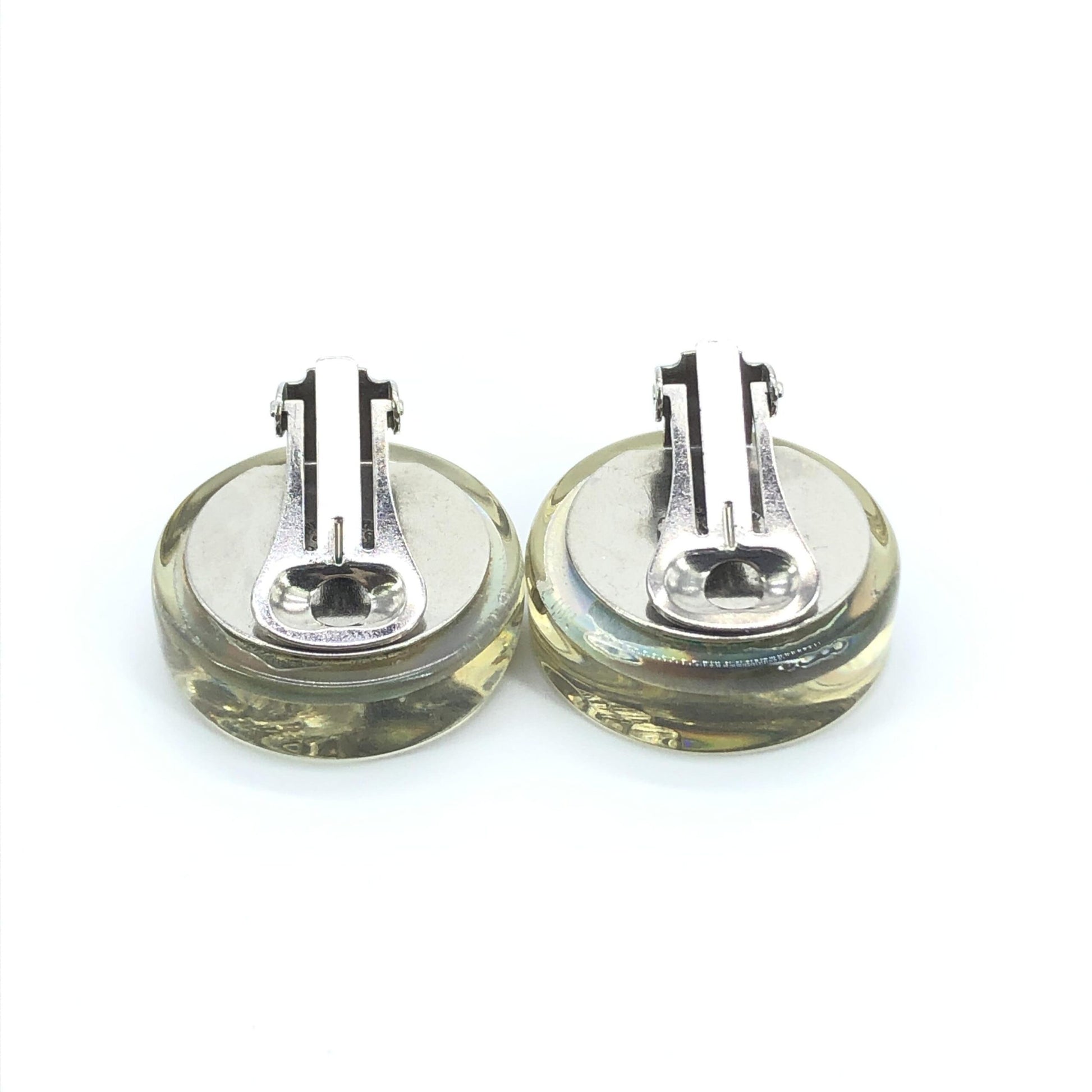 Boucles d'oreilles clip Chanel Vintage logo holographique