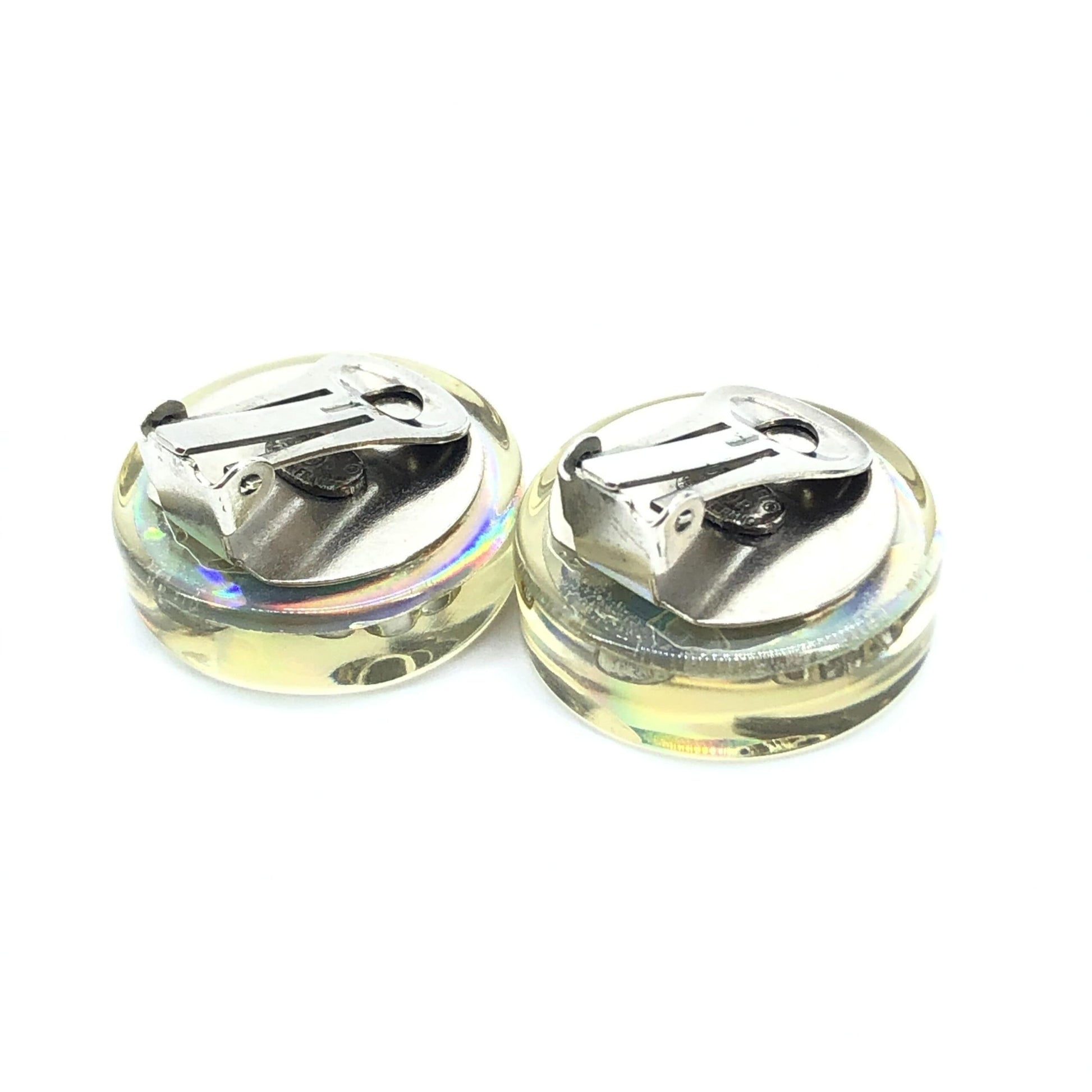 Boucles d'oreilles clip Chanel Vintage logo holographique