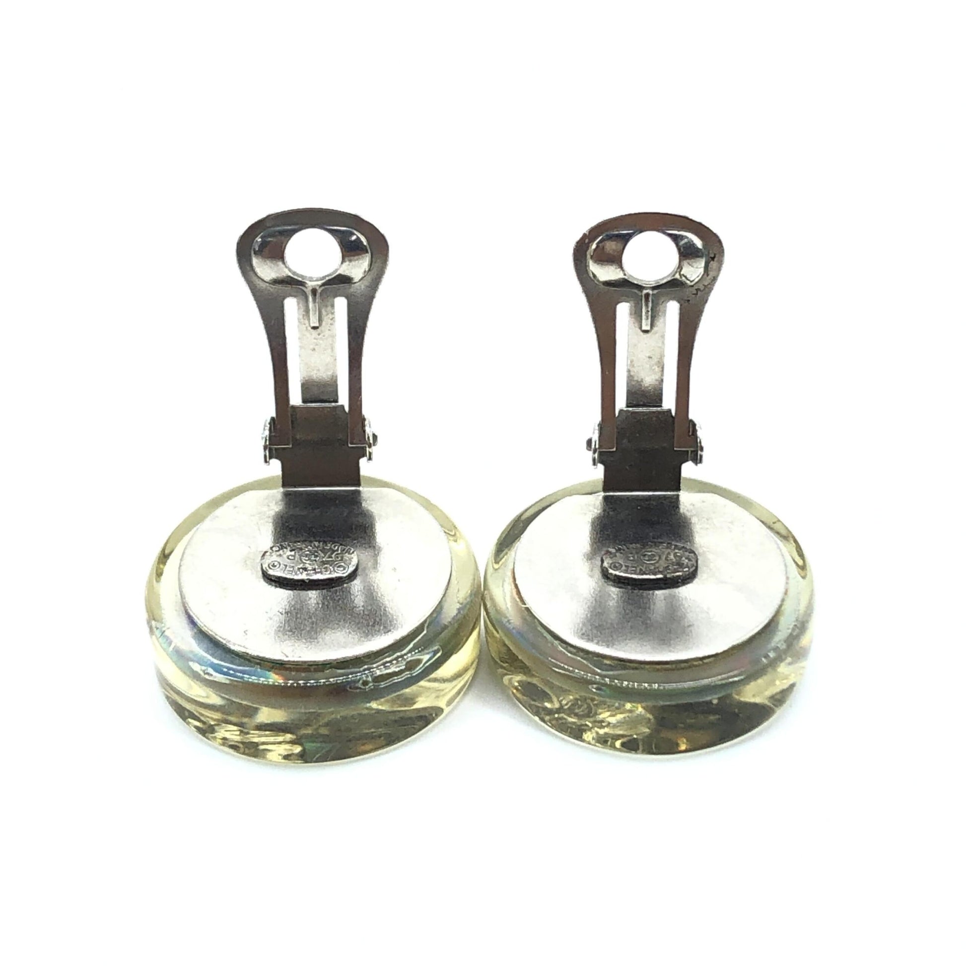 Boucles d'oreilles clip Chanel Vintage logo holographique