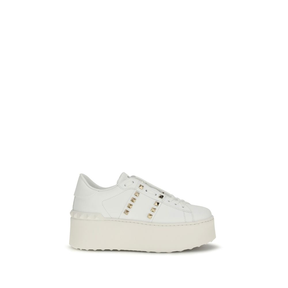 Baskets plateforme Valentino Garavani en cuir de veau blanc Bos Taurus