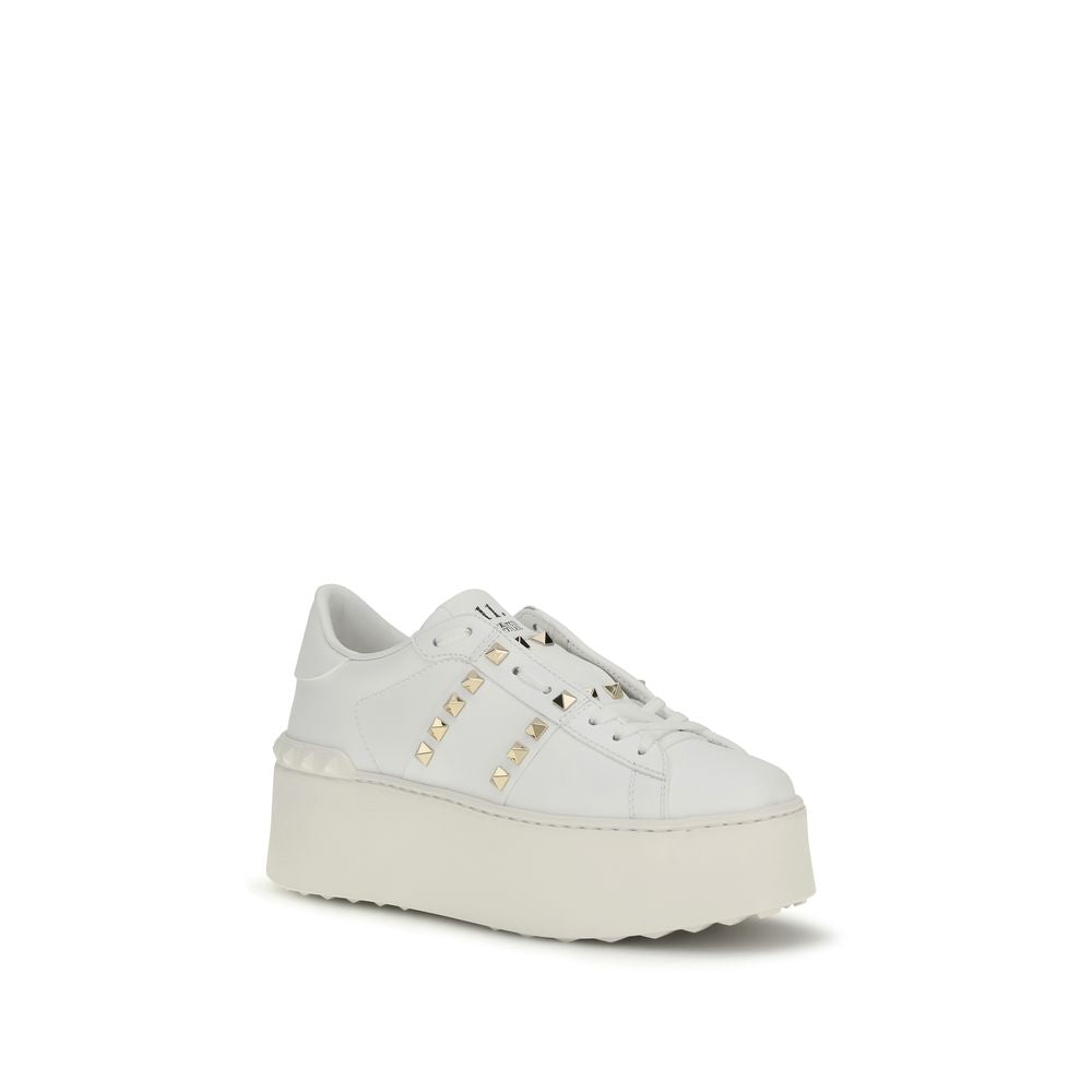 Baskets plateforme Valentino Garavani en cuir de veau blanc Bos Taurus