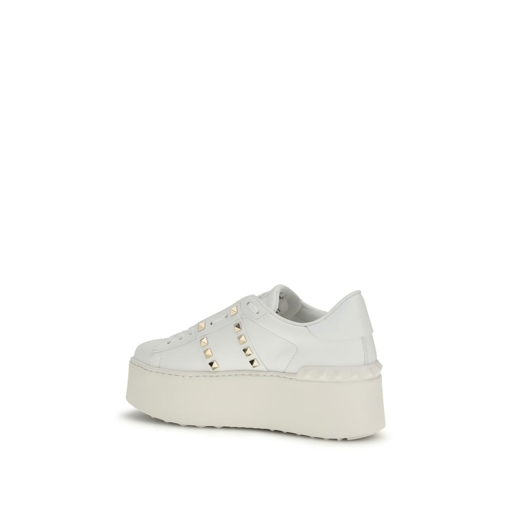 Baskets plateforme Valentino Garavani en cuir de veau blanc Bos Taurus