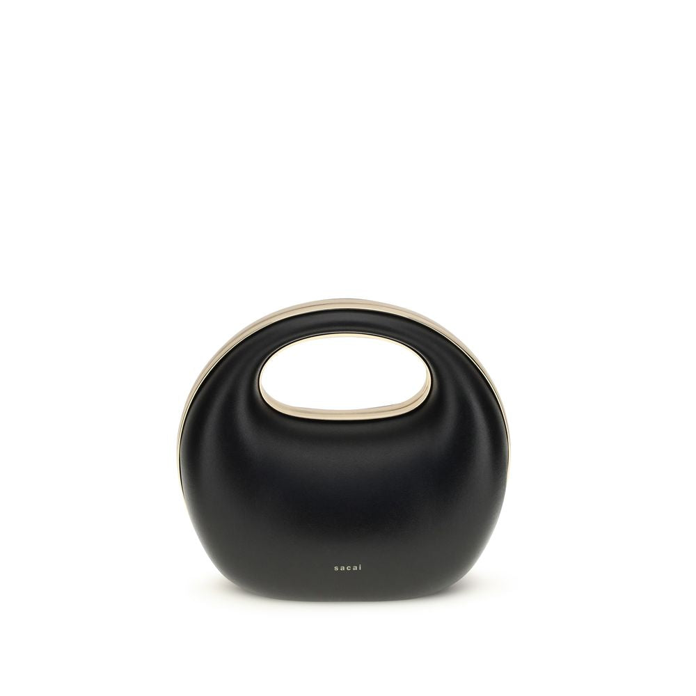 Sacai Sac à main en cuir de veau noir Bos Taurus