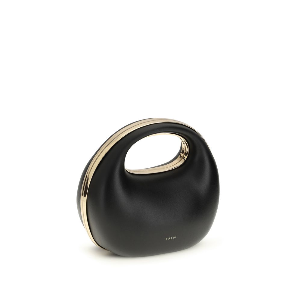 Sacai Sac à main en cuir de veau noir Bos Taurus