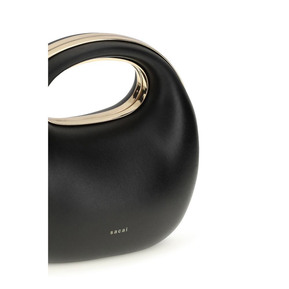 Sacai Sac à main en cuir de veau noir Bos Taurus