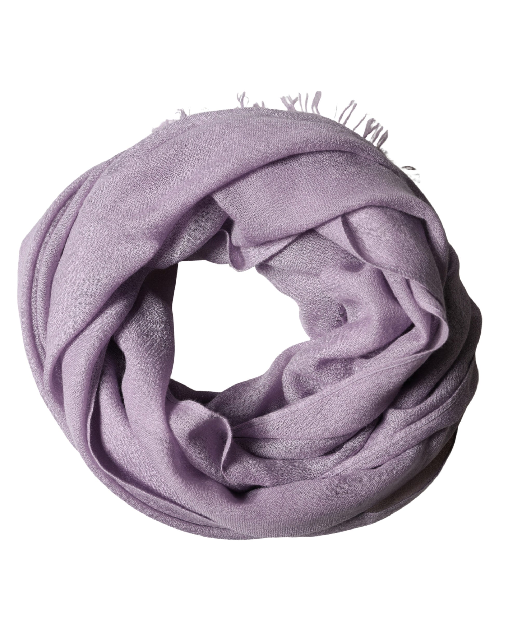 Brunello Cucinelli Purple Cashmere Silk Fringe Wrap 200cm x 95cm Scarf