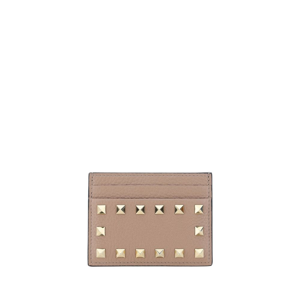 Valentino Garavani Portefeuille Bos Taurus en Cuir de Veau Beige