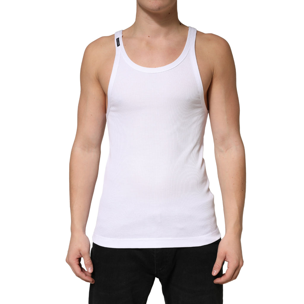Dolce & Gabbana White Sleeveless T-Shirt for Men