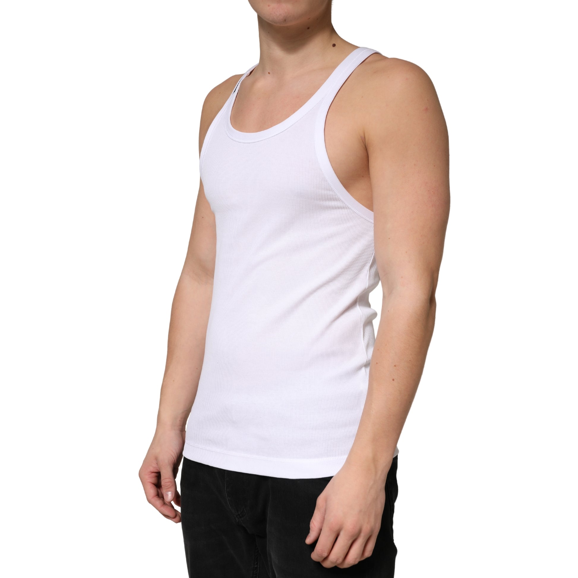Dolce & Gabbana White Sleeveless T-Shirt for Men detail view