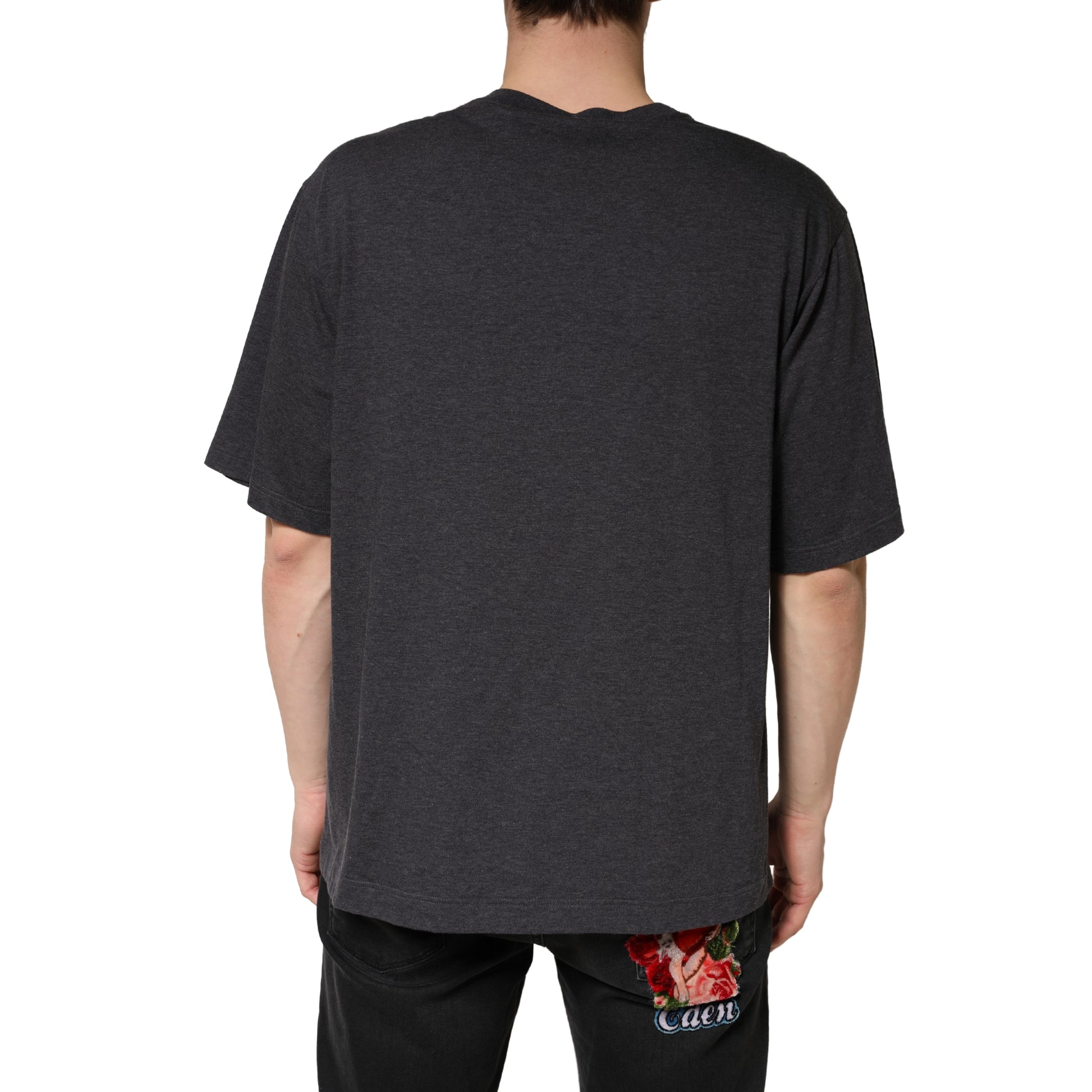 Dolce & Gabbana Coton Gris Foncé Col Rond Manches Courtes
