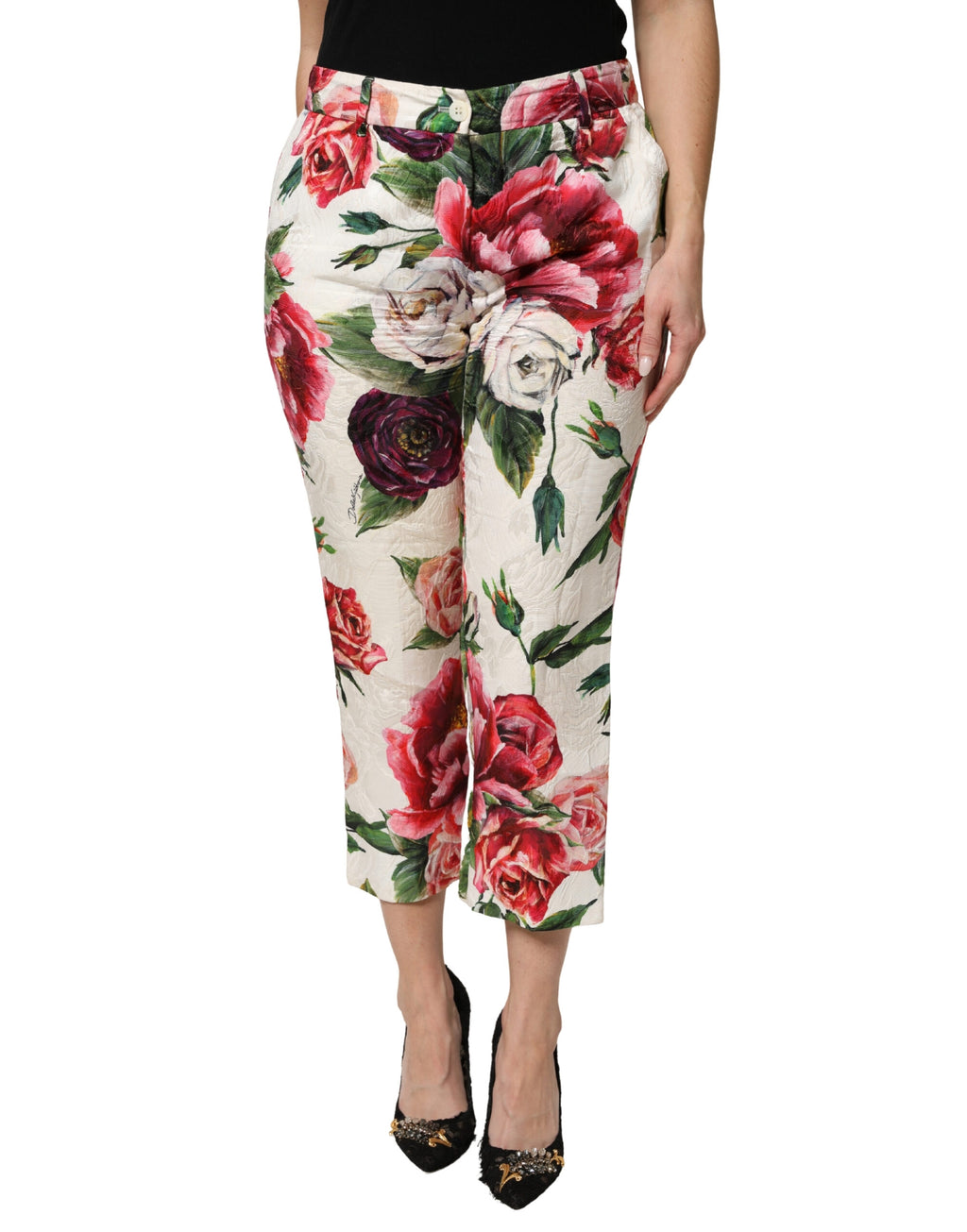 Pantalon court Dolce & Gabbana multicolore à imprimé floral rose