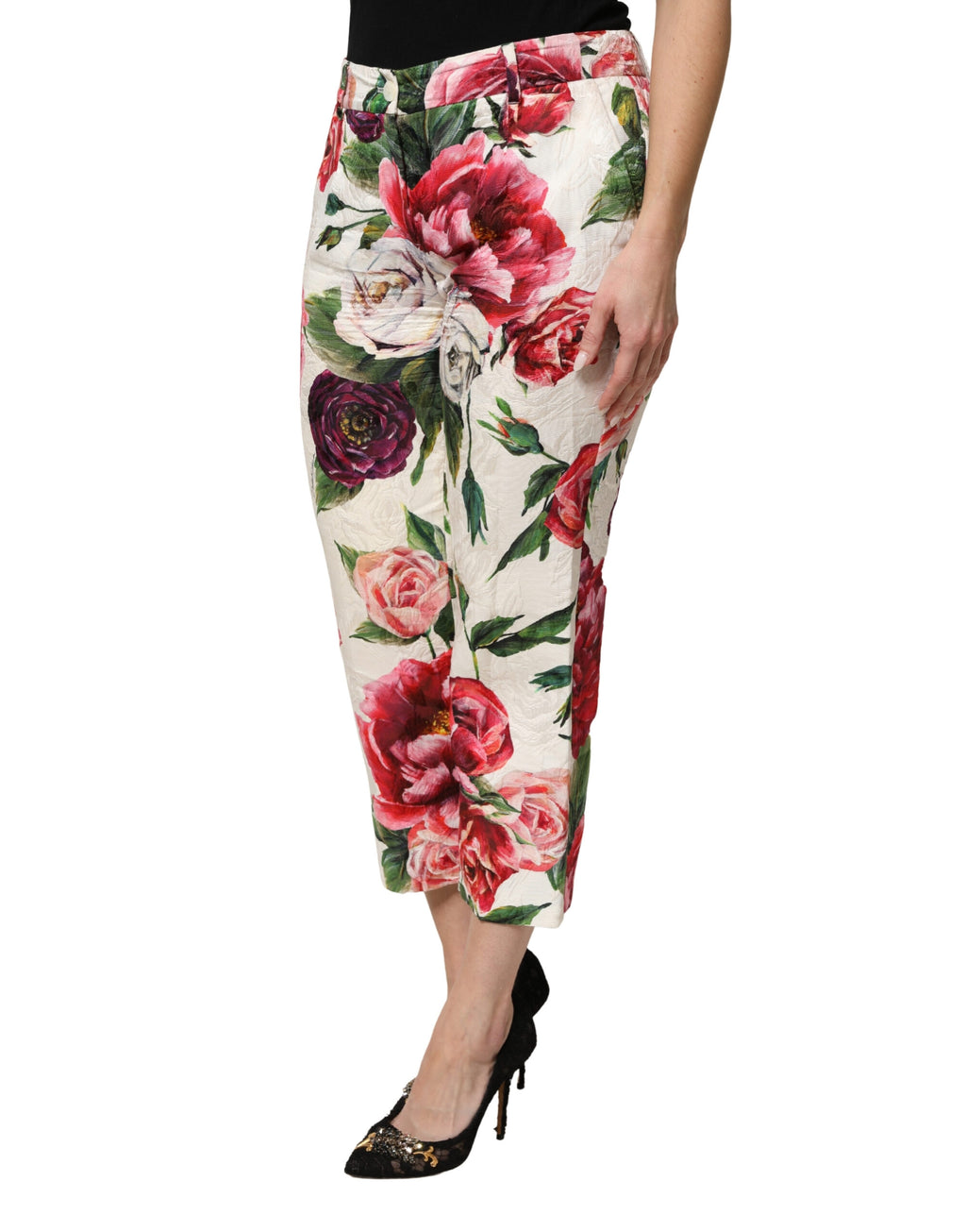 Pantalon court Dolce & Gabbana multicolore à imprimé floral rose